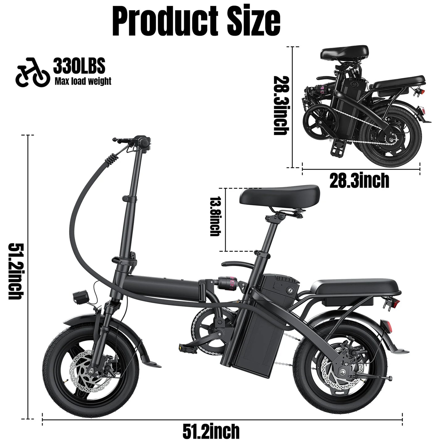 1Year Warranty 500W Dual Disc Brake Adult Foldable Electric Bicycle