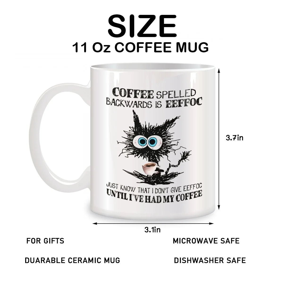 Coffee Spelled Backwards Is Eeffoc Mugs For Cat