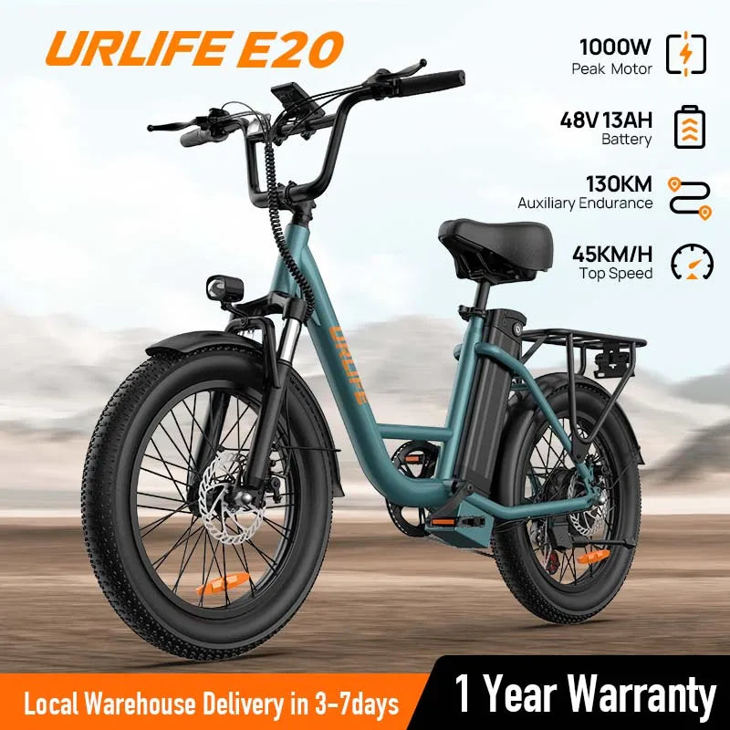 URLIFE 1000W E20 Electric Bike | 48V 13Ah Removable Battery,