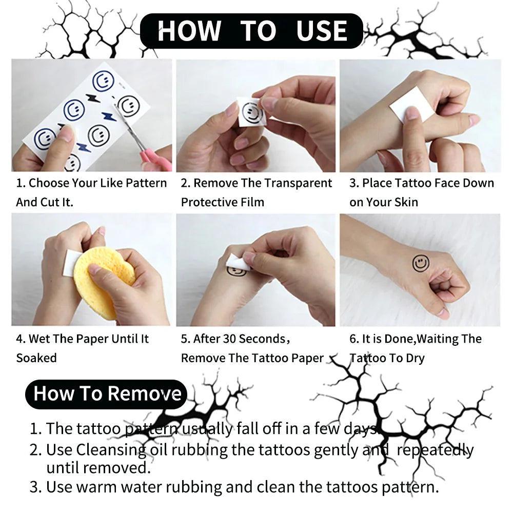 2Sheets Large Halloween Black Lightning Temporary Tattoo