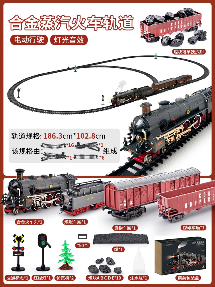 Add Water and Spray Smoke Train Model Steam Locomotive Alloy