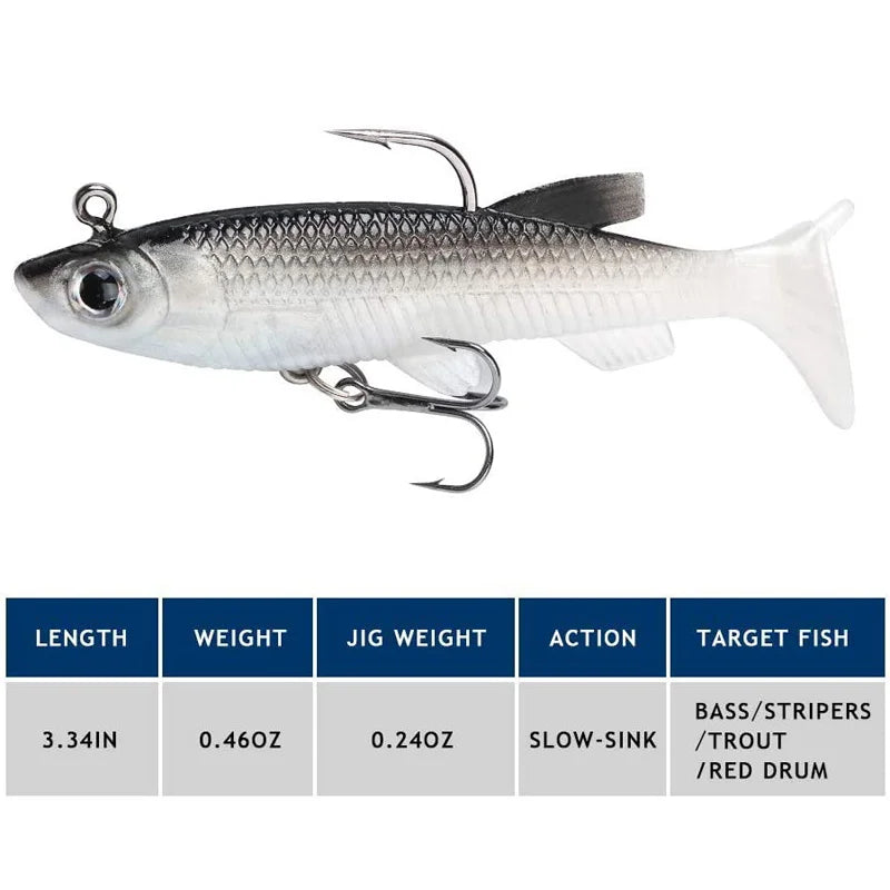 5pcs Kit Fishing Lure Soft Lure 8cm/ 2.8in Artificial Bait