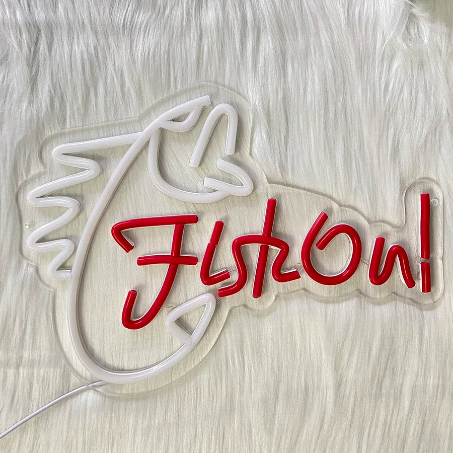 Fish On Neon Sign Go Fishing LED Signs for Wall Decor,Neon Light