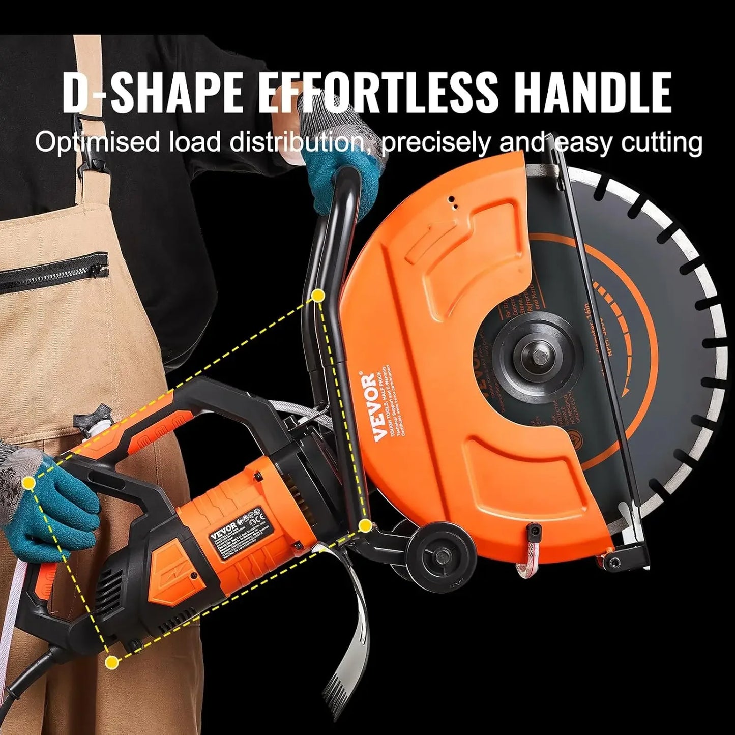 Electric Concrete Saw, 16 in, 3200 W 15 A Motor Circular Saw Cutter