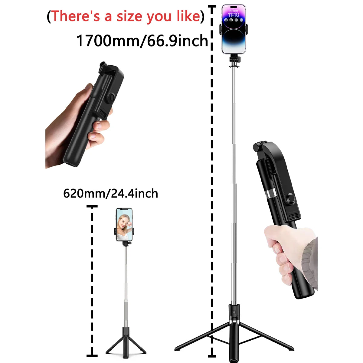 Portable Telescopic Bluetooth Selfie Stick for Live Streaming