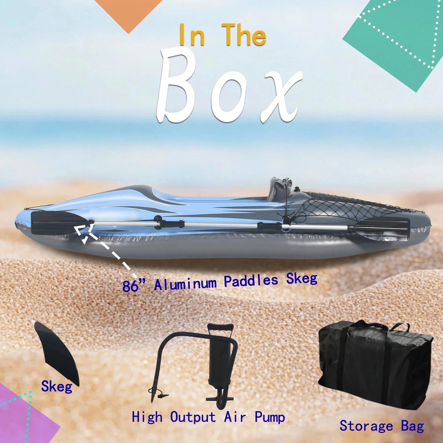 Inflatable Kayak Fishing Boat 1 Person Adult Blue Canoe,