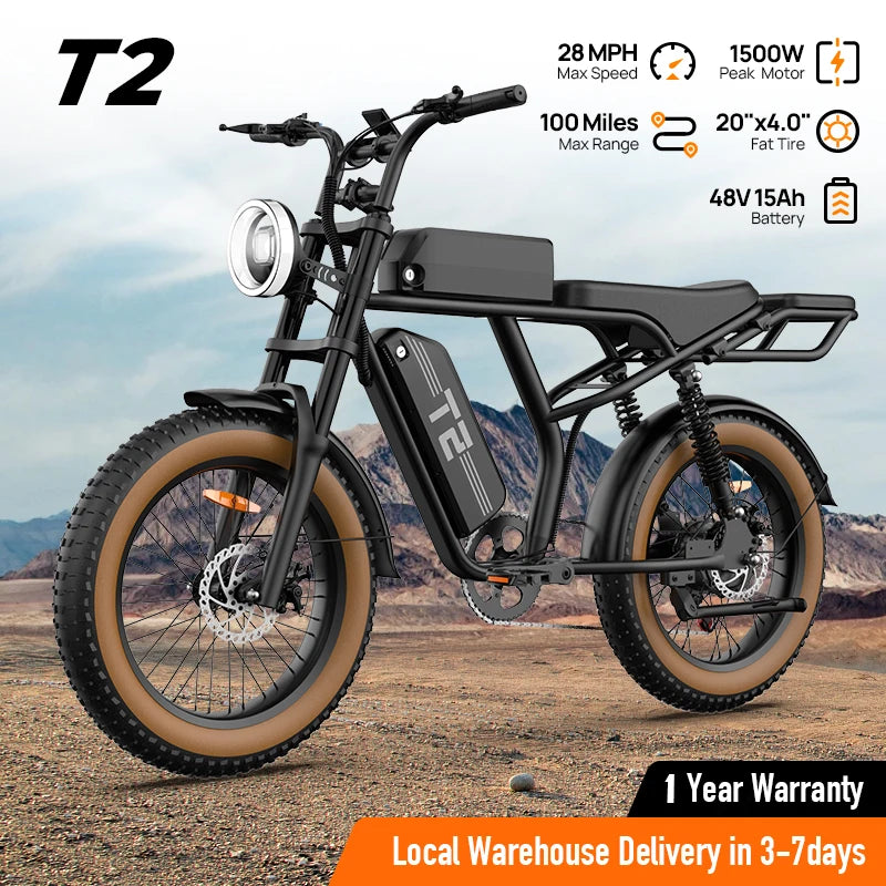 1500W Peak Electric Mountain Bike 48V 15.6Ah
