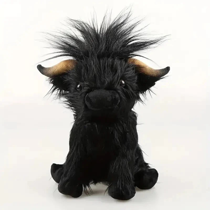 30cm Simulation Kyloe Cream Highland Cow Animal Plush Doll