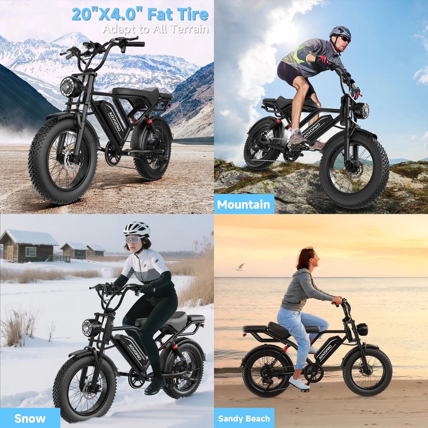 AOVOPRO AP20 Electric Bike 1500W 20" Fat Tire 31mph Top Speed