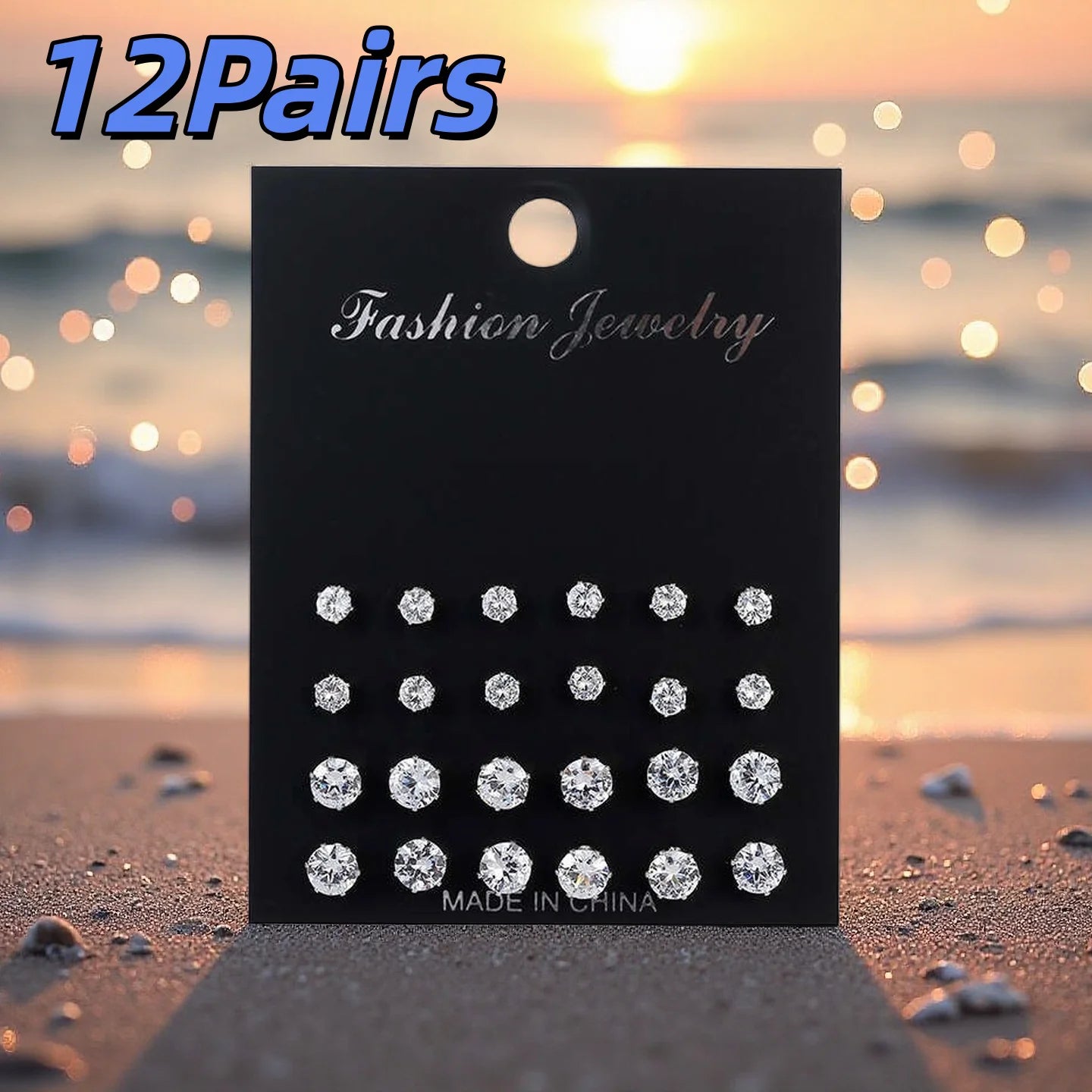 Great Value 12-Pair Stud Earring Set | Multiple Stylish Designs,
