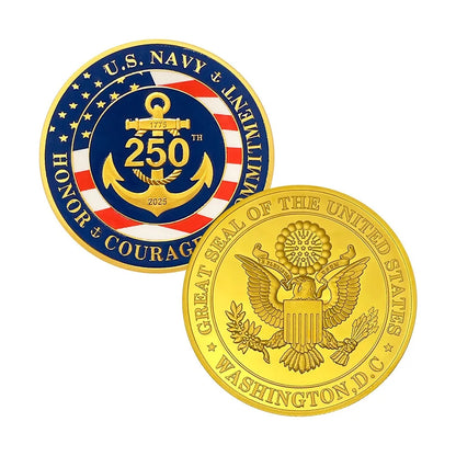2025 U.S. NAVY 1775-2025 Gold Plated Coins US Navy 250th