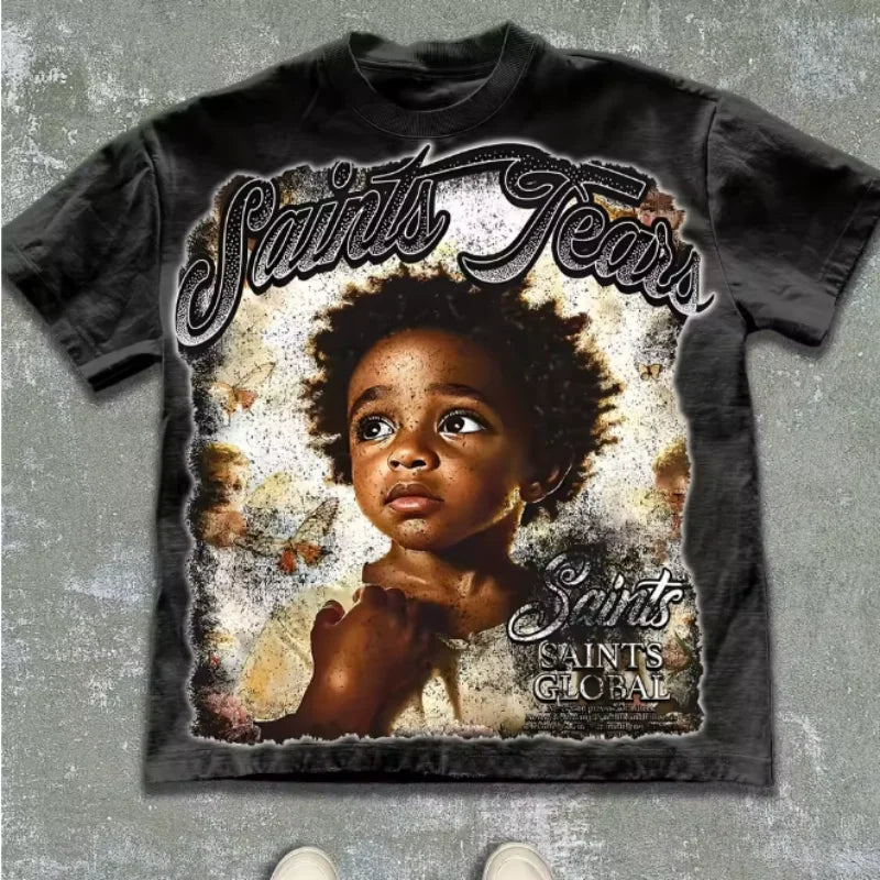 100% Cotton Vintage Style Saints Tears Graphic Tee Retro