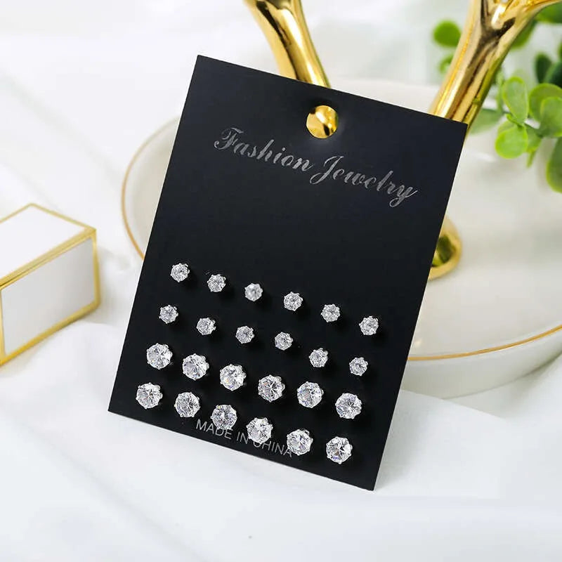 Great Value 12-Pair Stud Earring Set | Multiple Stylish Designs,