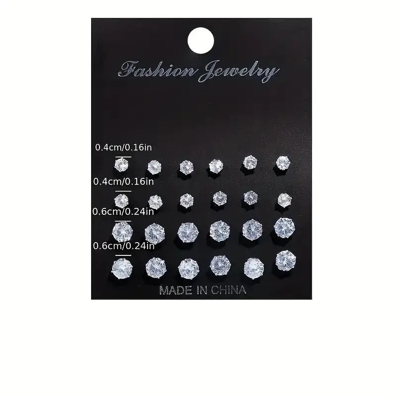 Great Value 12-Pair Stud Earring Set | Multiple Stylish Designs,