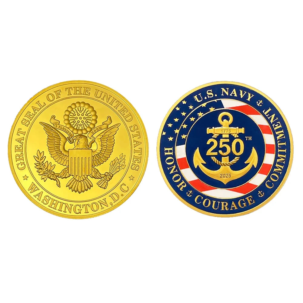 2025 U.S. NAVY 1775-2025 Gold Plated Coins US Navy 250th