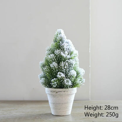 Christmas Tree Mini Pine Tree With Wood Base DIY Home Table