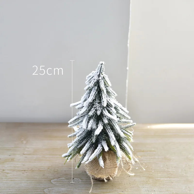 Christmas Tree Mini Pine Tree With Wood Base DIY Home Table
