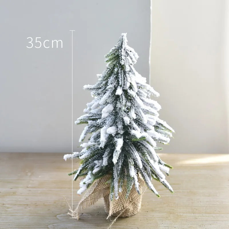 Christmas Tree Mini Pine Tree With Wood Base DIY Home Table