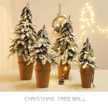 Christmas Tree Mini Pine Tree With Wood Base DIY Home Table
