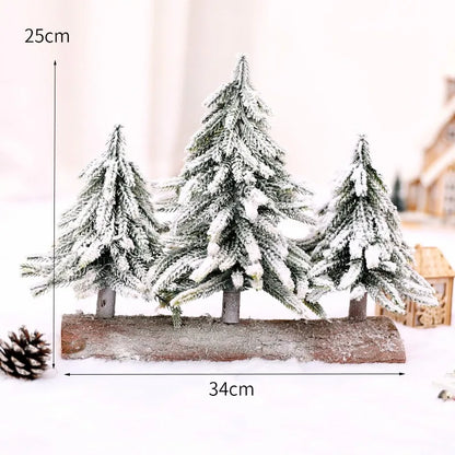 Christmas Tree Mini Pine Tree With Wood Base DIY Home Table