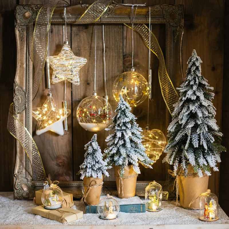 Christmas Tree Mini Pine Tree With Wood Base DIY Home Table
