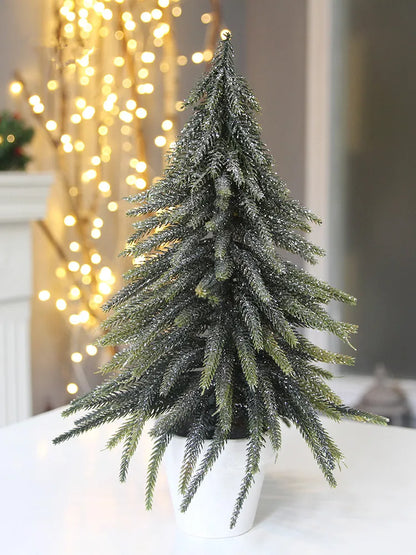 Christmas Tree Mini Pine Tree With Wood Base DIY Home Table