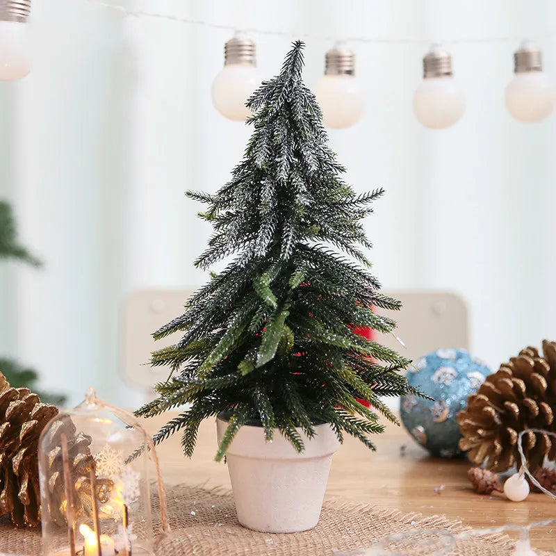 Christmas Tree Mini Pine Tree With Wood Base DIY Home Table