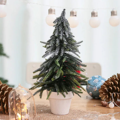 Christmas Tree Mini Pine Tree With Wood Base DIY Home Table