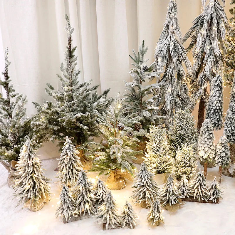 Christmas Tree Mini Pine Tree With Wood Base DIY Home Table