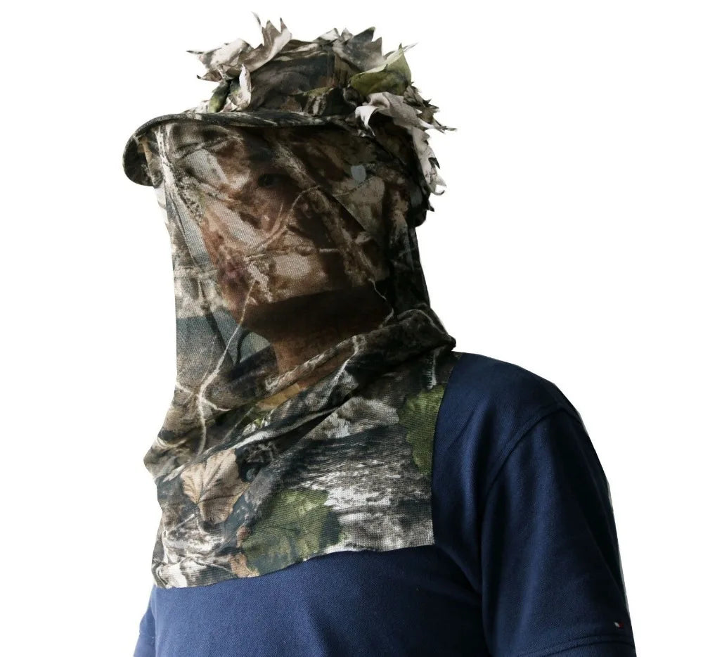 Ghillie Camouflage Leafy Hat 3D Full Face Mask