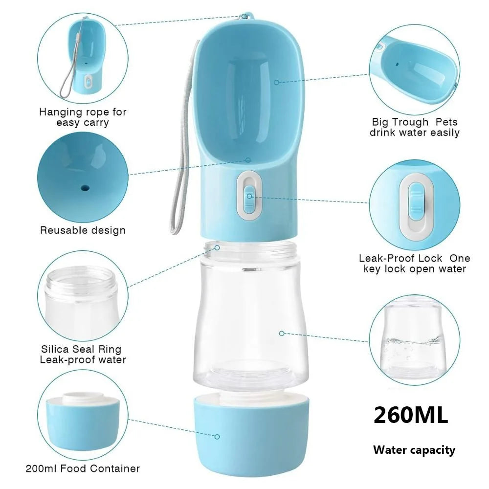 Pet Dog Water Bottle Portable Drinking Water Feeder Bowl