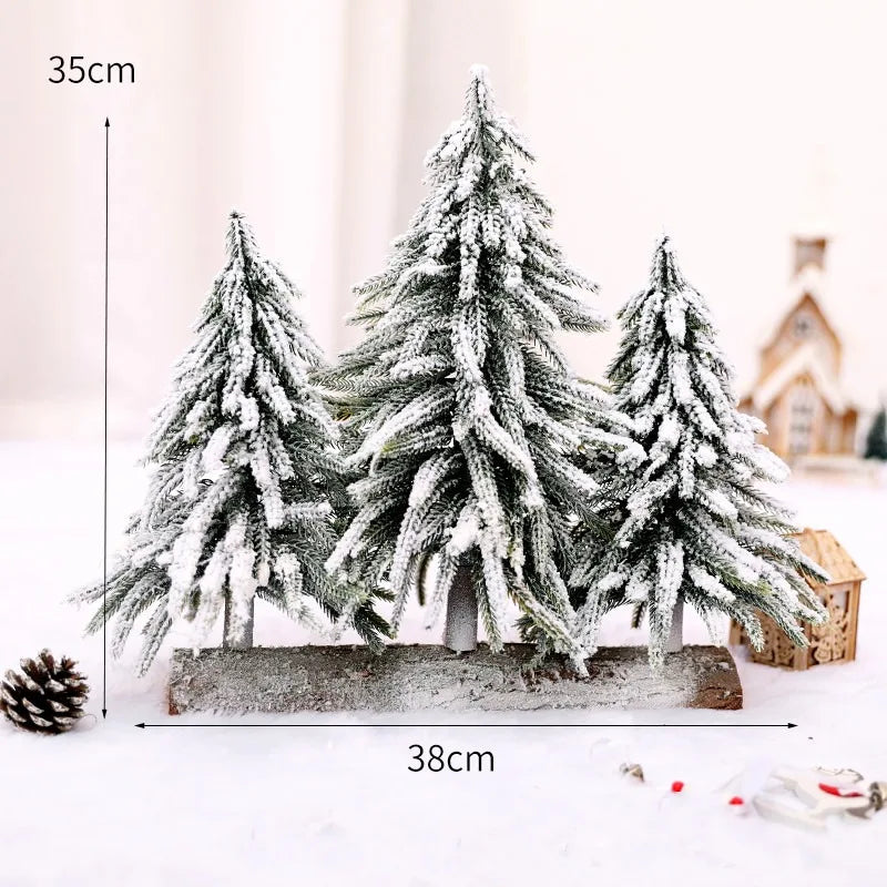 Christmas Tree Mini Pine Tree With Wood Base DIY Home Table