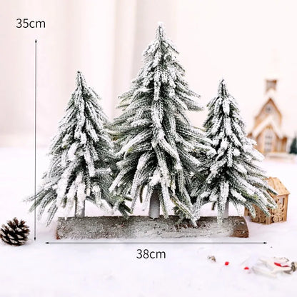 Christmas Tree Mini Pine Tree With Wood Base DIY Home Table