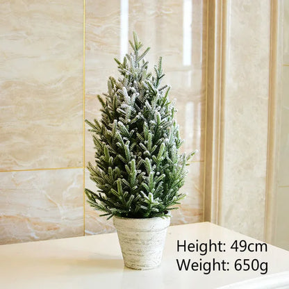 Christmas Tree Mini Pine Tree With Wood Base DIY Home Table