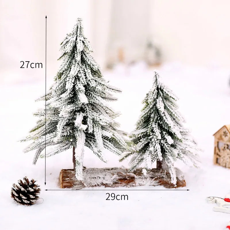 Christmas Tree Mini Pine Tree With Wood Base DIY Home Table