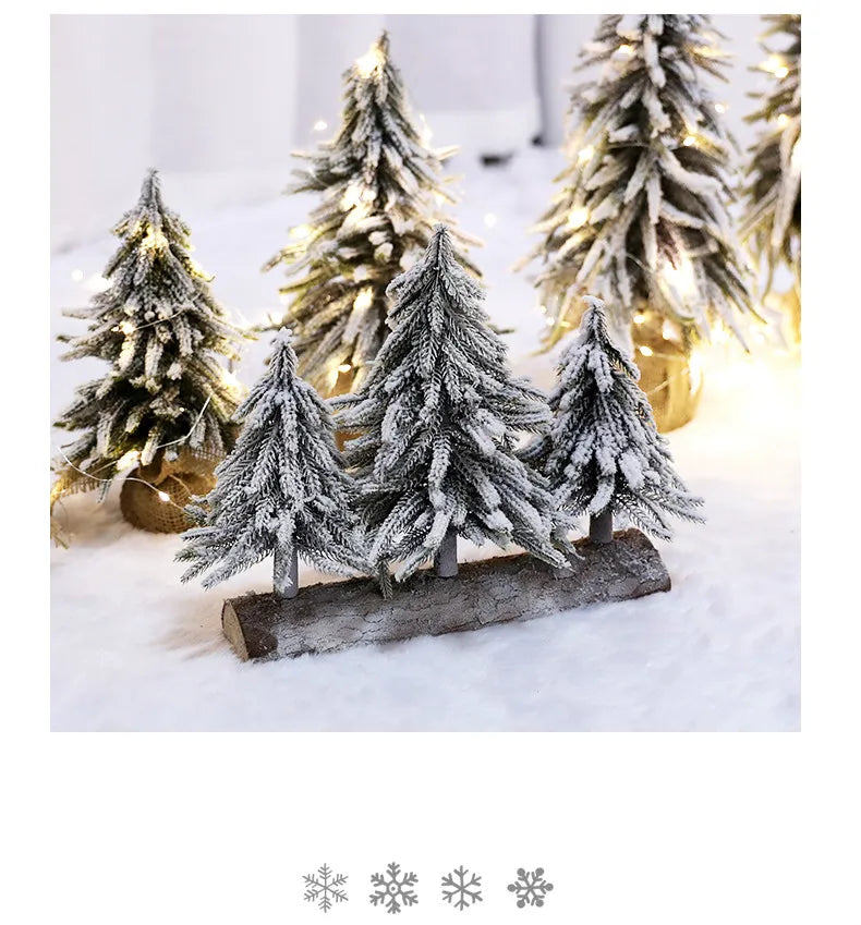 Christmas Tree Mini Pine Tree With Wood Base DIY Home Table