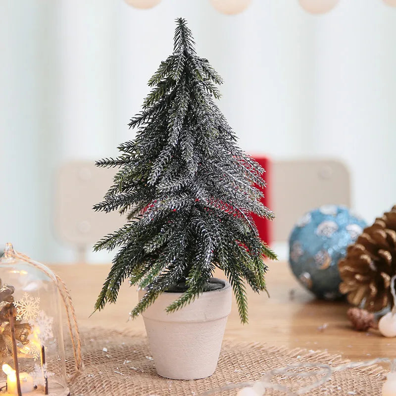 Christmas Tree Mini Pine Tree With Wood Base DIY Home Table
