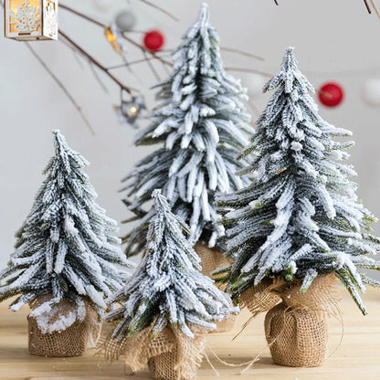 Christmas Tree Mini Pine Tree With Wood Base DIY Home Table