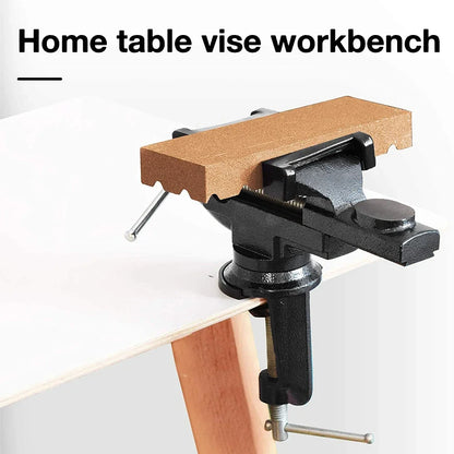 Multi Functional Heavy Table Clamp Mini Aluminum Bench Vise Jaw Anti Slip Versatile Vice Jaws Tool 360 Degree Swivel Cast Iron