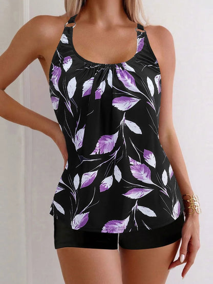 2025 Sexy Strappy Tankini Floral Printed Swimsuit Women