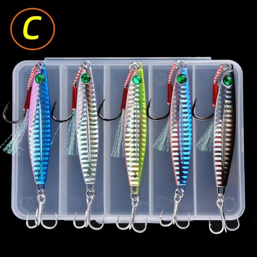 5pcs Metal Jig Fishing Lure Weights 7g-40g Trolling