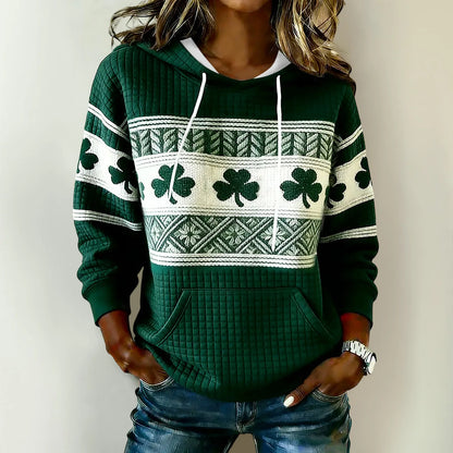 st patricks day women hoodie green clover