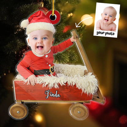 Christmas Car Ornament with Baby Photo, Personalized