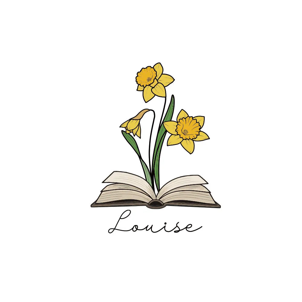 1pc Name Bookmark with Birth Flower,Custom Leather Birth Flower