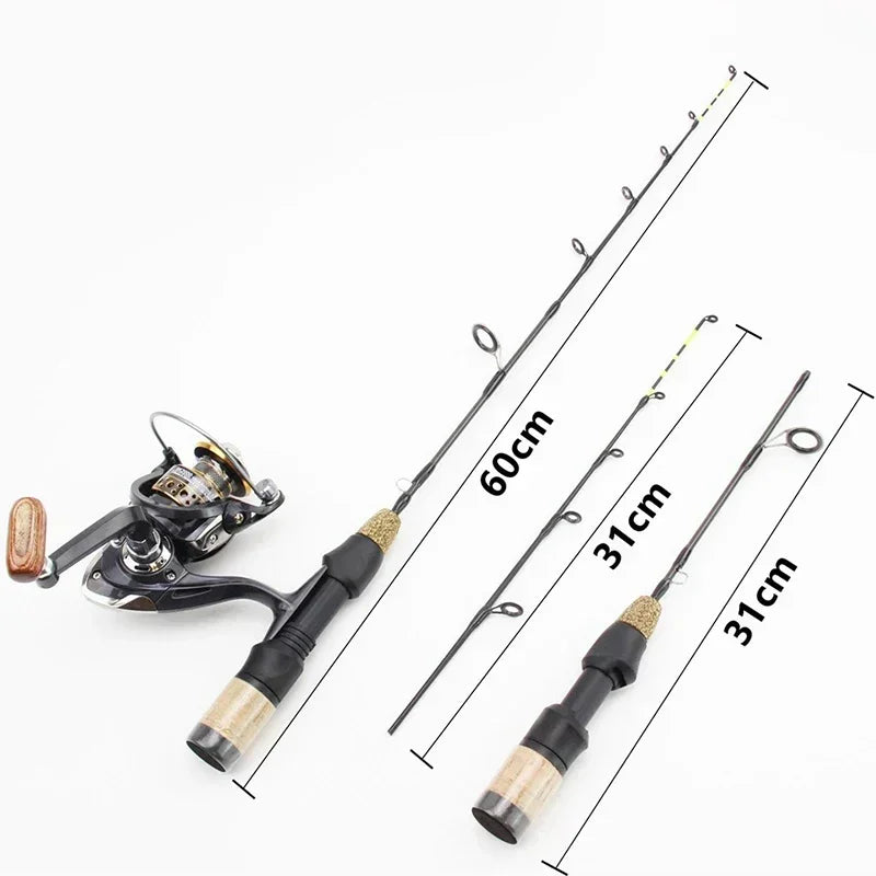 60cm 2 Tips Rod Reel Combos Winter Ice Fishing Rod Fishing Reel