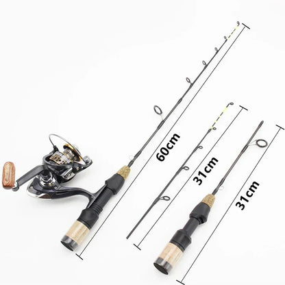 60cm 2 Tips Rod Reel Combos Winter Ice Fishing Rod Fishing Reel