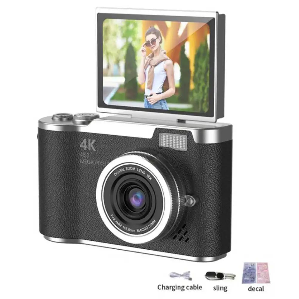 4K Digital Camera CCD 180° Flip Screen Selfie Camera