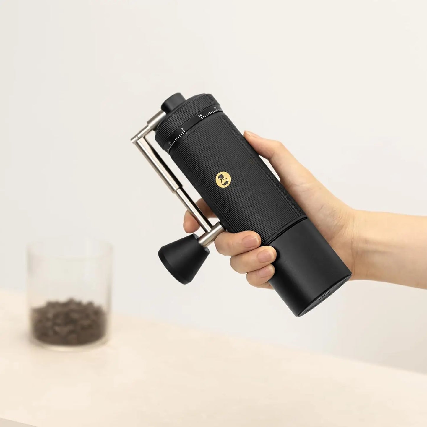 Manual Coffee Grinder with External Adjustment, Stainless Steel Burr