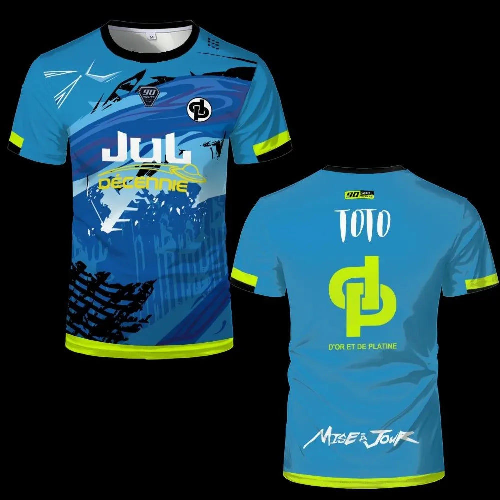 New Men's Trendy Summer JUL Printed Round Neck Top Men's Summer