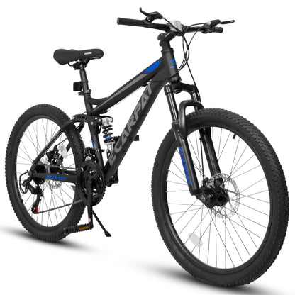 Ecarpat Dual Full Suspension Mountain Bike 24/26/27.5 Inch, Teenagers